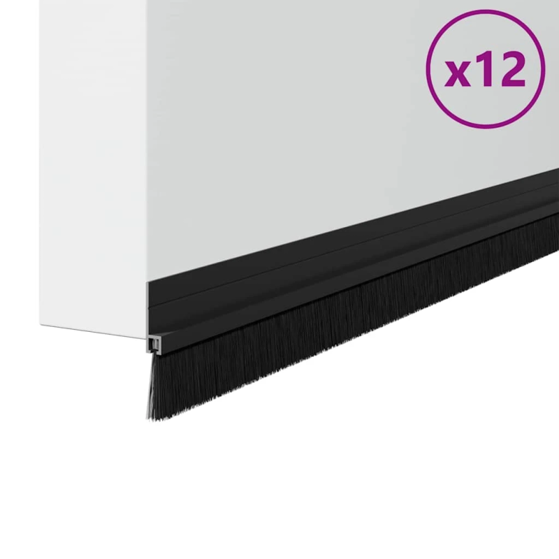 vidaXL Pašlīpojošas durvju birstes 12 pcs Melna 100 cm