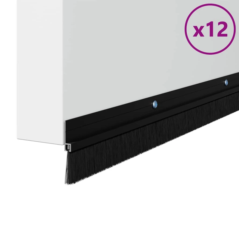 vidaXL Skrūvējami durvju birstes blīvējumi 12 pcs Melna 100 cm