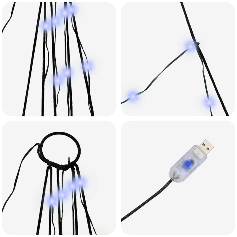 vidaXL LED Ziemassvētku koks ar zemes mietiem Zila 182 cm Metāla