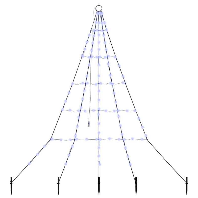vidaXL LED Ziemassvētku koks ar zemes mietiem Zila 182 cm Metāla