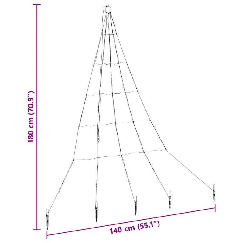 vidaXL LED Ziemassvētku koks ar zemes mietiem Zila 182 cm Metāla