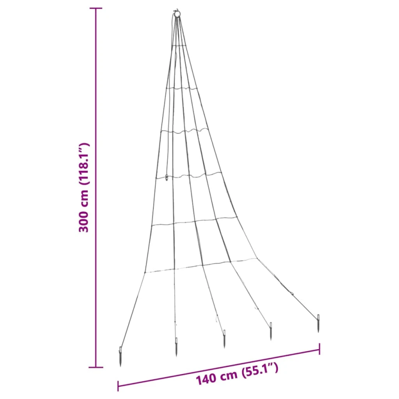 vidaXL LED Ziemassvētku koks ar zemes mietiem Daudzkrāsains 306 cm