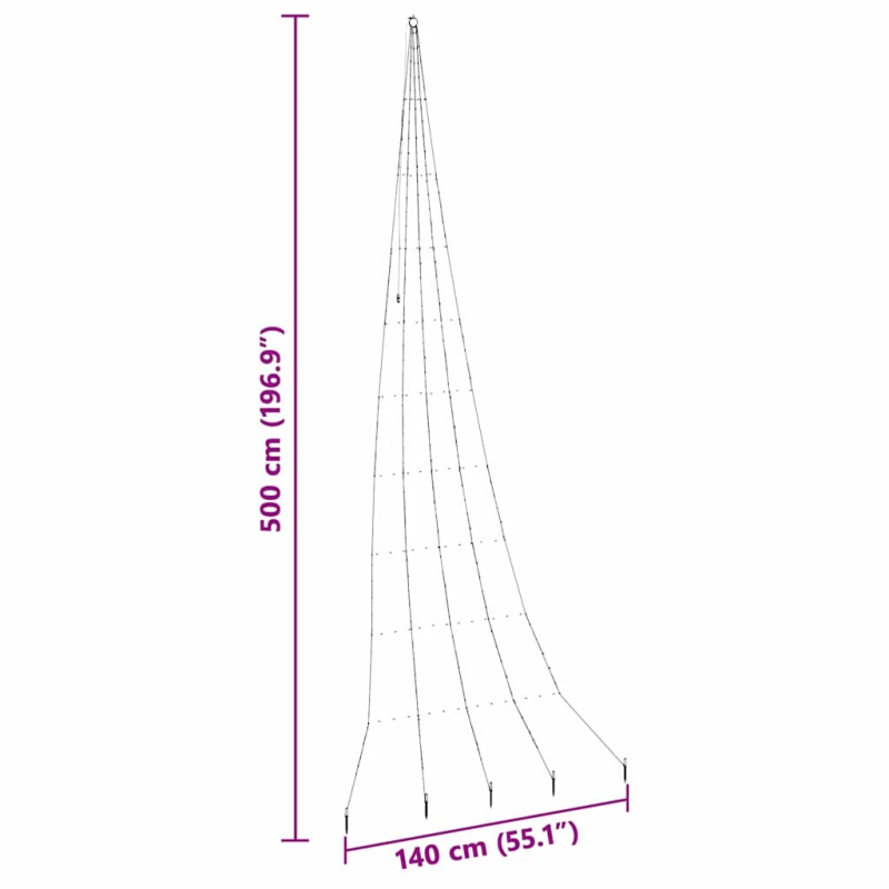 vidaXL LED Ziemassvētku koks ar zemes mietiem Silti balts 511 cm