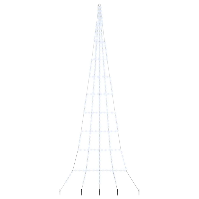 vidaXL LED Ziemassvētku koks ar zemes mietiem Vēsi balts 511 cm Metāla