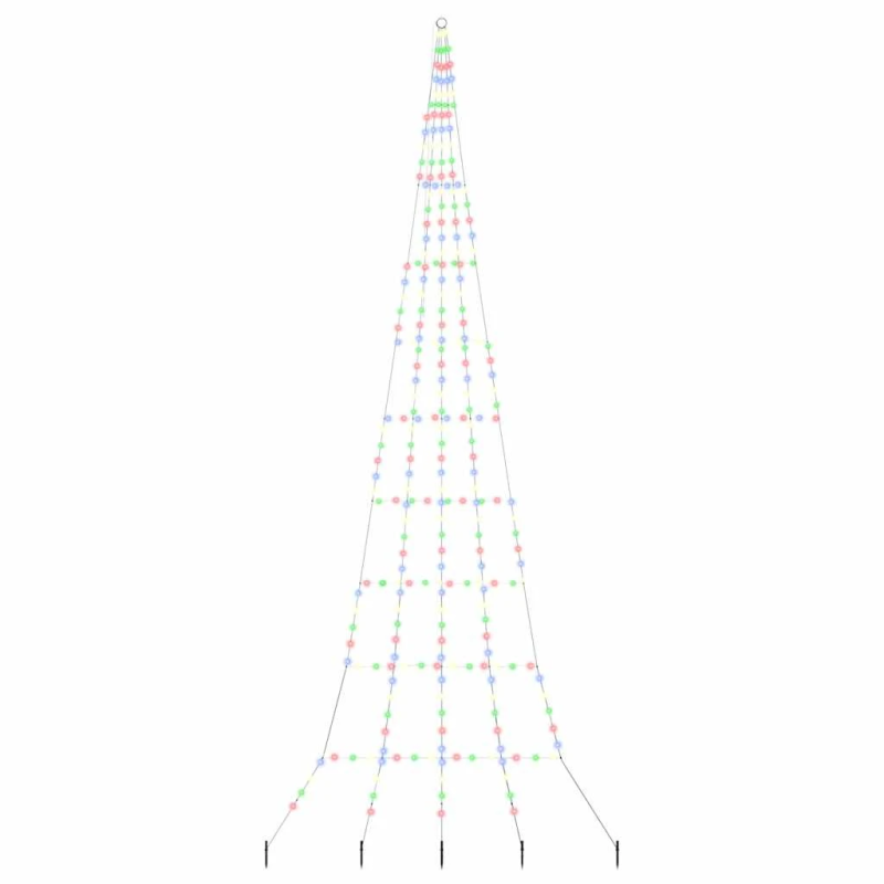vidaXL LED Ziemassvētku koks ar zemes mietiem Daudzkrāsains 511 cm