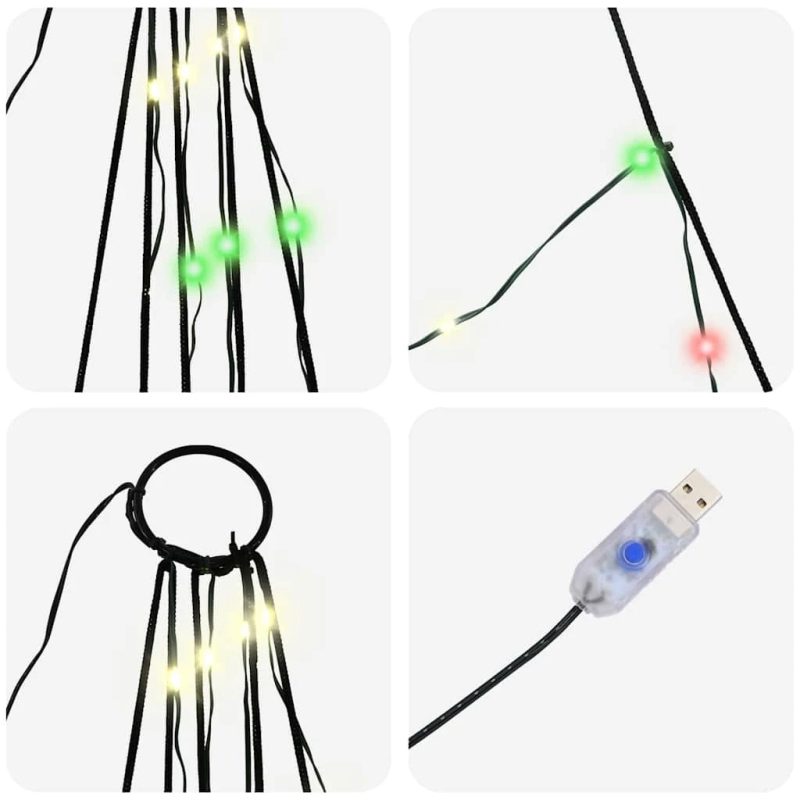 vidaXL LED Ziemassvētku koks ar zemes mietiem Daudzkrāsains 511 cm