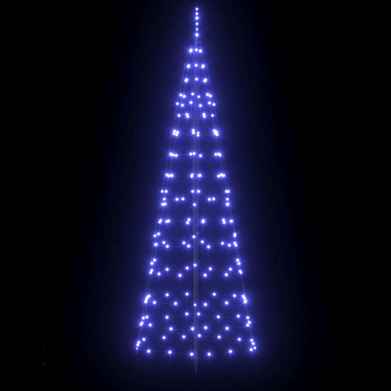vidaXL LED Ziemassvētku koks ar zemes mietiem Zila 250 cm Dzelzs