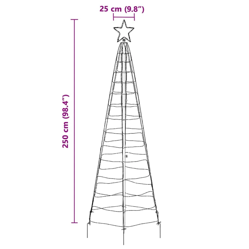 vidaXL LED Ziemassvētku koks ar zemes mietiem Zila 250 cm Dzelzs