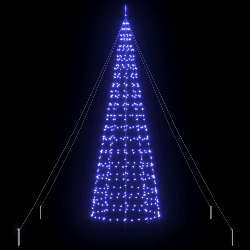 vidaXL LED Ziemassvētku koks ar zemes mietiem Zila 400 cm Dzelzs