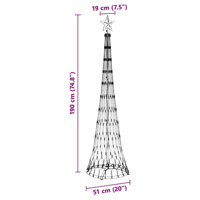vidaXL LED Ziemassvētku koks Silti balts 51 x 51 x 190 cm Metāla