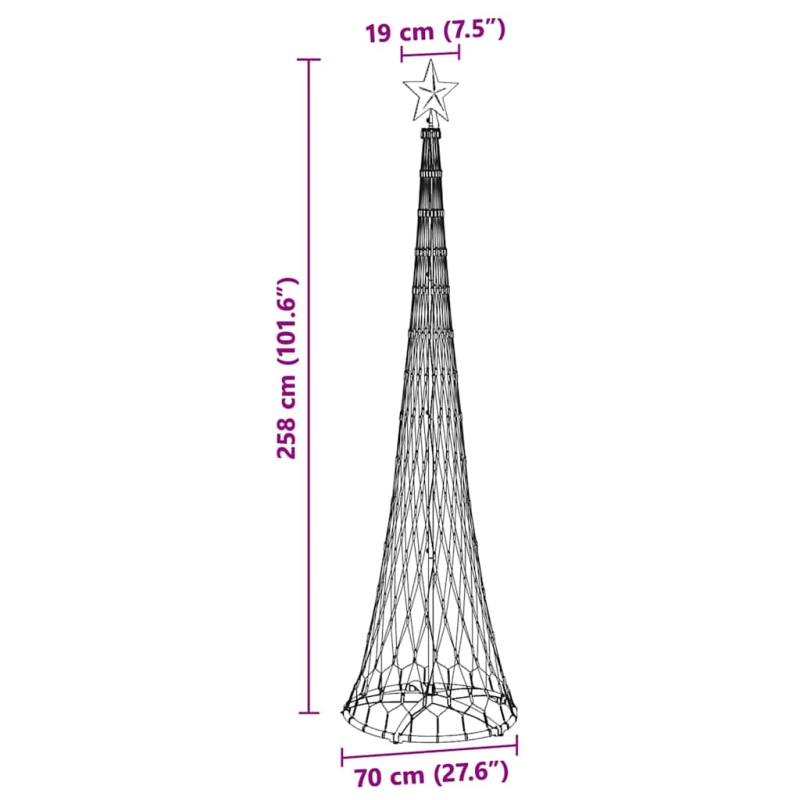 vidaXL LED Ziemassvētku koks su 290 LED Zila 70 x 70 x 250 cm Metāla