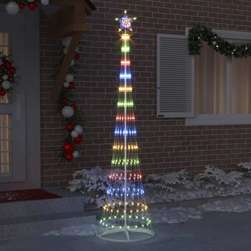 vidaXL LED Ziemassvētku koks Daudzkrāsains 70 x 70 x 250 cm Metāla