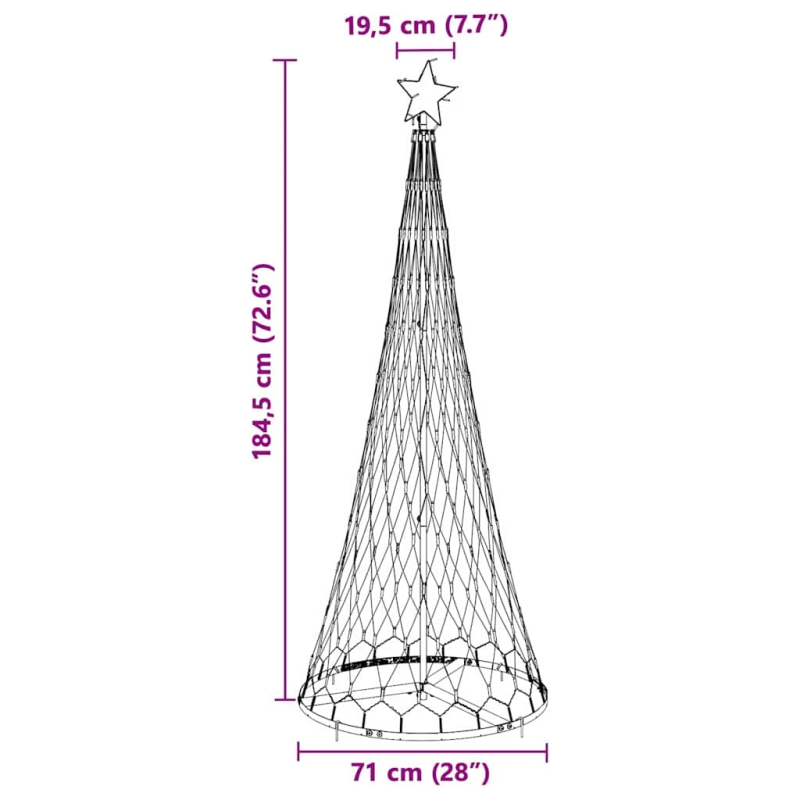 vidaXL LED Ziemassvētku koks su 230 LED Daudzkrāsains 184.5 cm Metāla