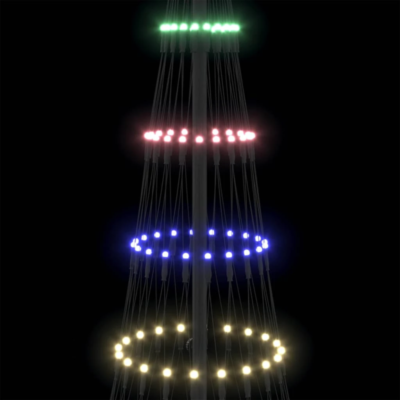 vidaXL LED Ziemassvētku koks su 230 LED Daudzkrāsains 184.5 cm Metāla