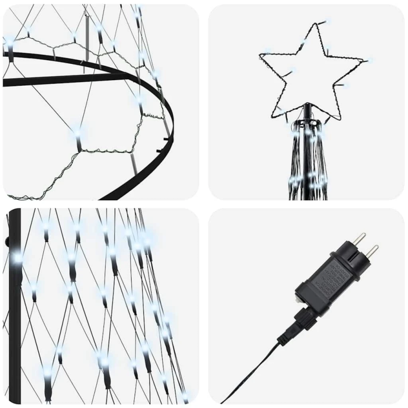 vidaXL LED Ziemassvētku koks su 455 LED Vēsi balts 184.5 cm Metāla