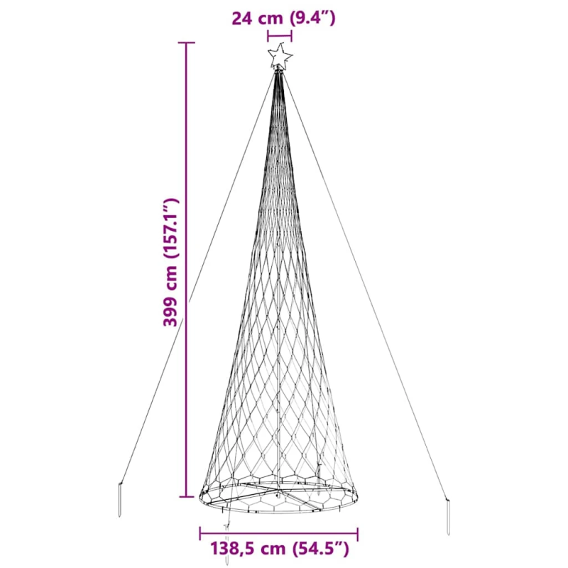vidaXL LED Ziemassvētku koks su 455 LED Daudzkrāsains 184.5 cm Metāla