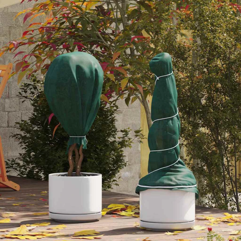 vidaXL Sals aizsardzības augu flīss Zaļa 100 x 1,6 m Nesintētā auduma