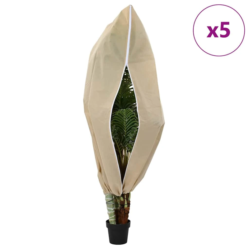 vidaXL Salu aizsargājošie augu plēves pārklāji 5 pcs Bēša 1,55 x 1 m