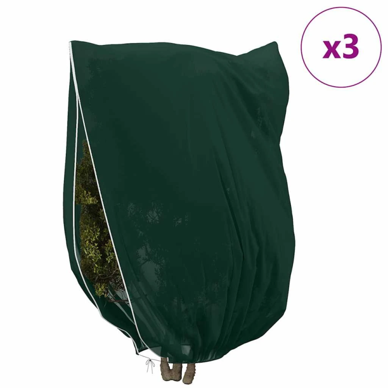 vidaXL Salu aizsargājošie augu plēves pārklāji 3 pcs Zaļa 2,4 x 2 m