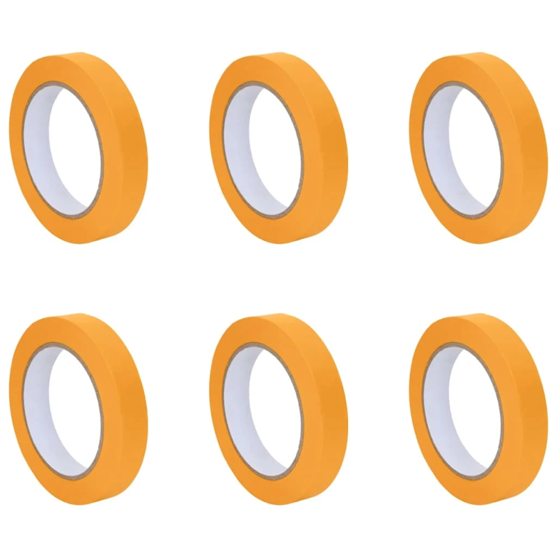 vidaXL Gleznotāja maskēšanas lentes 6 pcs Dzeltena 19mm x 50m Papīrs
