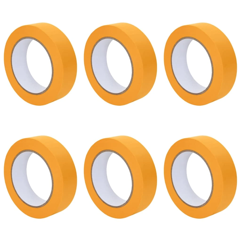 vidaXL Gleznotāja maskēšanas lentes 6 pcs Dzeltena 25mm x 50m Papīrs