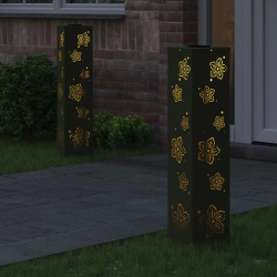 vidaXL Saules LED ceļa gaisma 2 pcs Olīvu zaļš Auksti velmēts tērauds