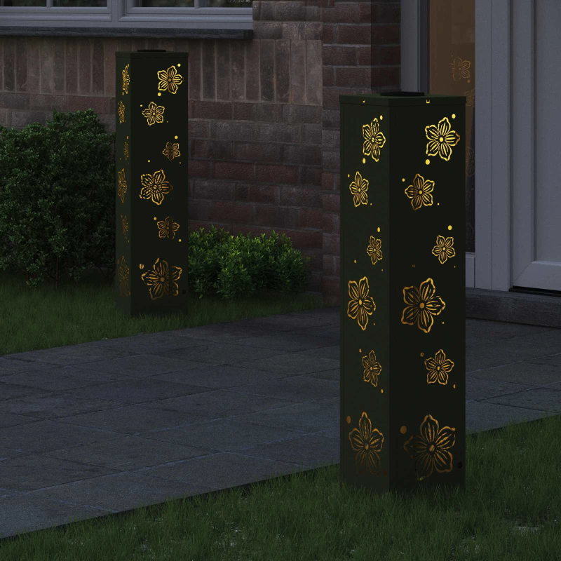 vidaXL Saules LED ceļa gaisma 2 pcs Olīvu zaļš Auksti velmēts tērauds