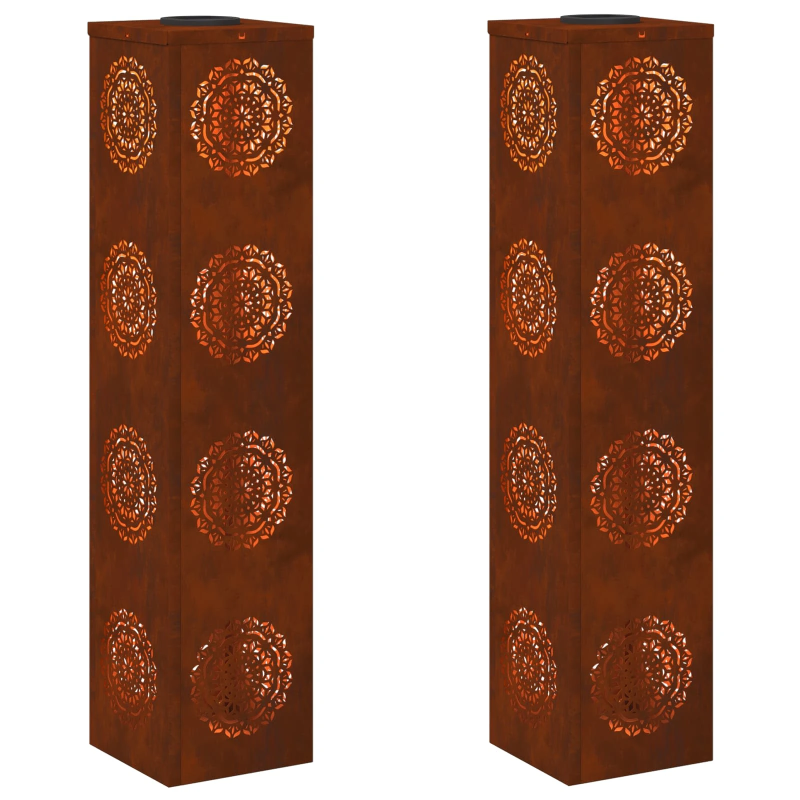 vidaXL Saules LED ceļa gaisma 2 pcs Kārtainais Tērauds