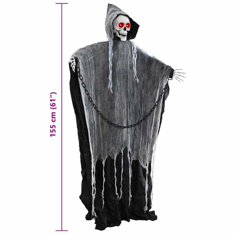 vidaXL Helovīna Grim Reaper su 2 LED Melna 60 x 60 x 155 cm Poliesters