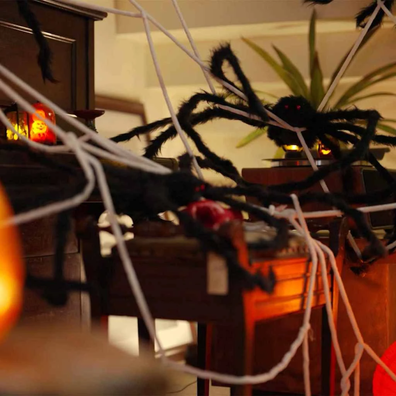 vidaXL Helovīna zirneklis ar tīklām 2 pcs Melns un balts Poliesters