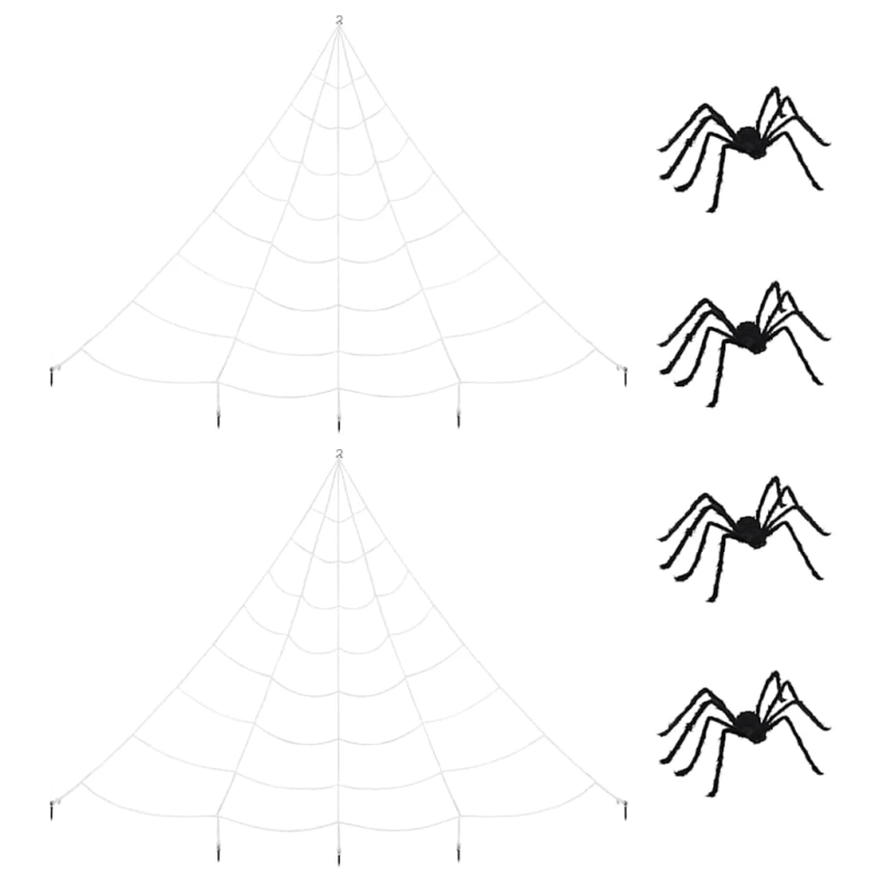 vidaXL Helovīna zirneklis ar tīklām 4 pcs Melns un balts Poliesters