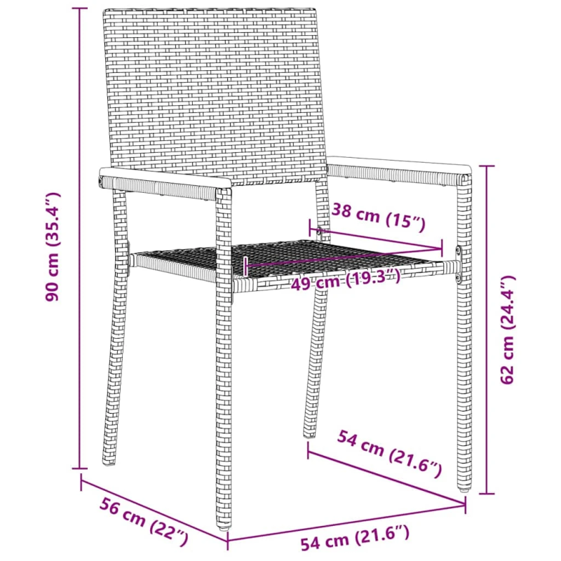 vidaXL Dārza saliekamās krēsli 4 pcs Melns un brūns