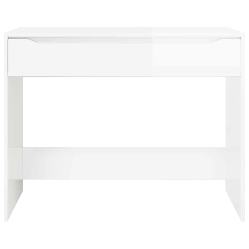 vidaXL Galds ar atvilktni Augsta spīduma baltā krāsa 100 x 50 x 78 cm