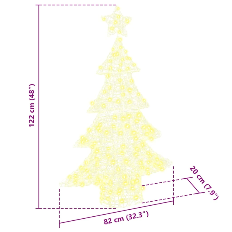 vidaXL Ziemassvētku eglīte su 100 LED Silti balta 120 cm Akrils