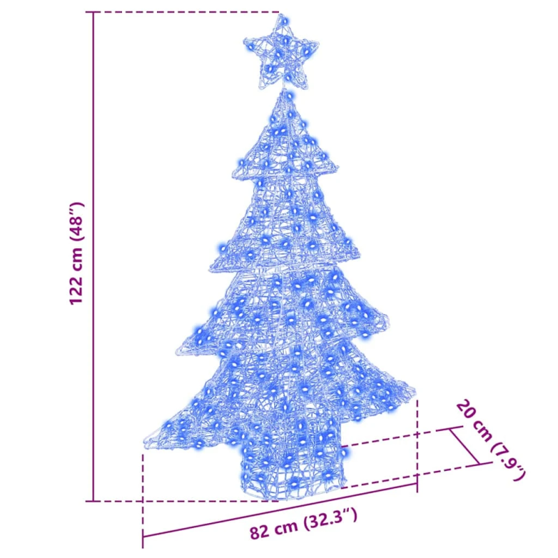 vidaXL Ziemassvētku eglīte su 100 LED Zila 122 cm Akrils