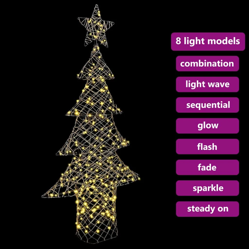 vidaXL Ziemassvētku eglīte su 240 LED Silti balta 180 cm Rotangpalma