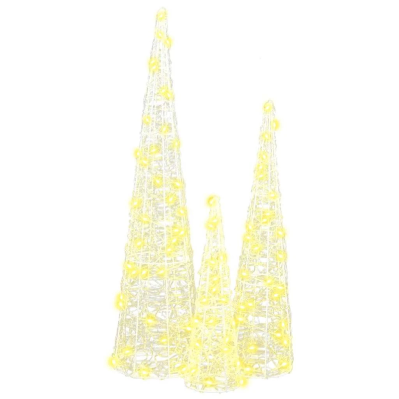 vidaXL Ziemassvētku eglīte 3 pcs Silti balta 20 x 20 x 80 cm Akrils