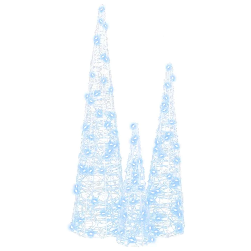 vidaXL Ziemassvētku eglīte 3 pcs Vēsi balta 20 x 20 x 80 cm Akrils