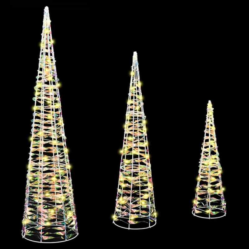 vidaXL Ziemassvētku eglīte 3 pcs Silti balta 20 x 20 x 80 cm PET