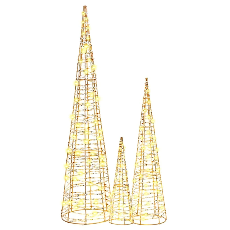 vidaXL Ziemassvētku eglīte 3 pcs Silti balta 20 x 20 x 80 cm PET