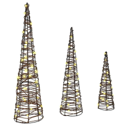 vidaXL Ziemassvētku eglīte su 90 LED 3 pcs Silti balta Rotangpalma