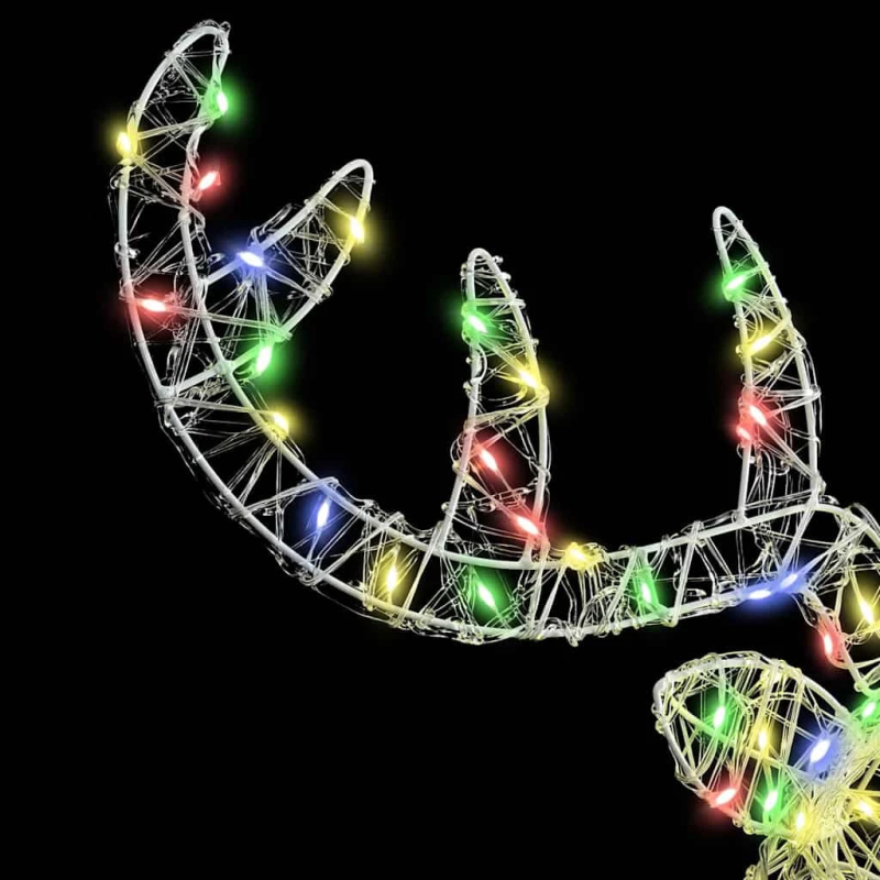 vidaXL Briedis galva su 140 LED krāsains 60 cm Akrils