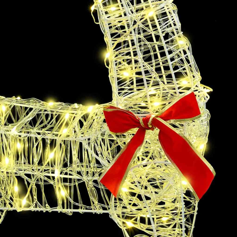 vidaXL Ziemassvētku ziemeļbriedis ar kamanām Silti balta Akrils