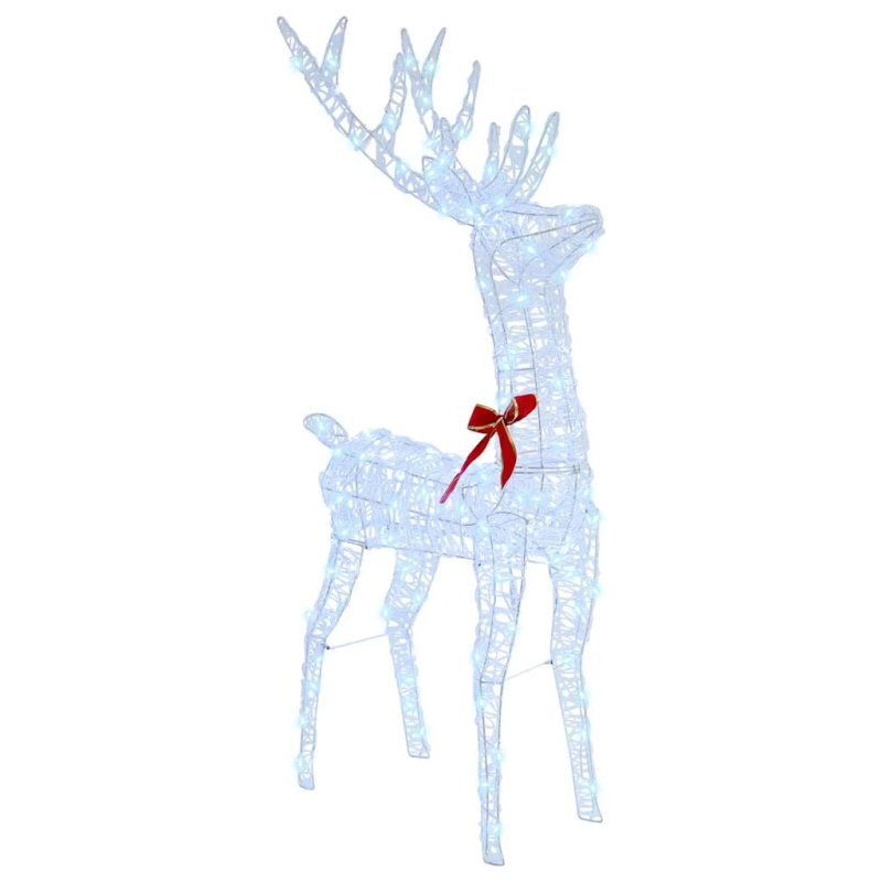 vidaXL Ziemassvētku ziemeļbriedis ar kamanām Vēsi balta Akrils