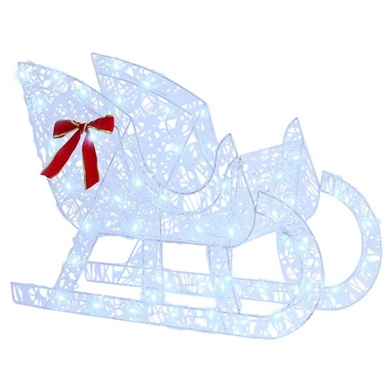 vidaXL Ziemassvētku ziemeļbriedis ar kamanām Vēsi balta Akrils