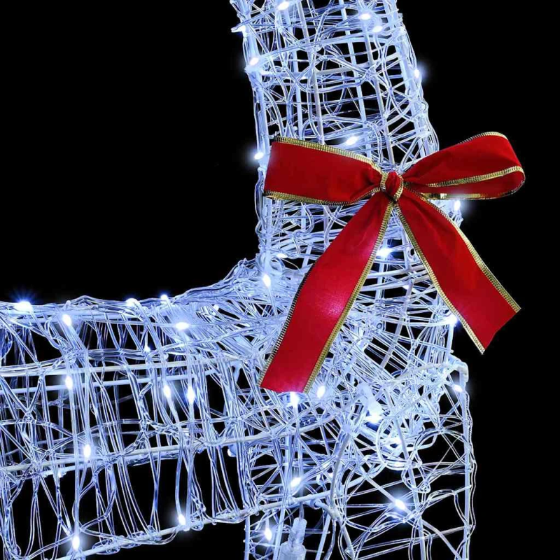 vidaXL Ziemassvētku ziemeļbriedis ar kamanām Vēsi balta Akrils