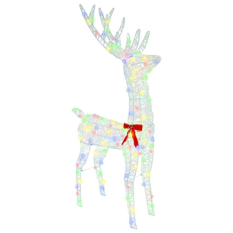 vidaXL Ziemassvētku ziemeļbriedis ar kamanām krāsains 70 x 26 x 129 cm