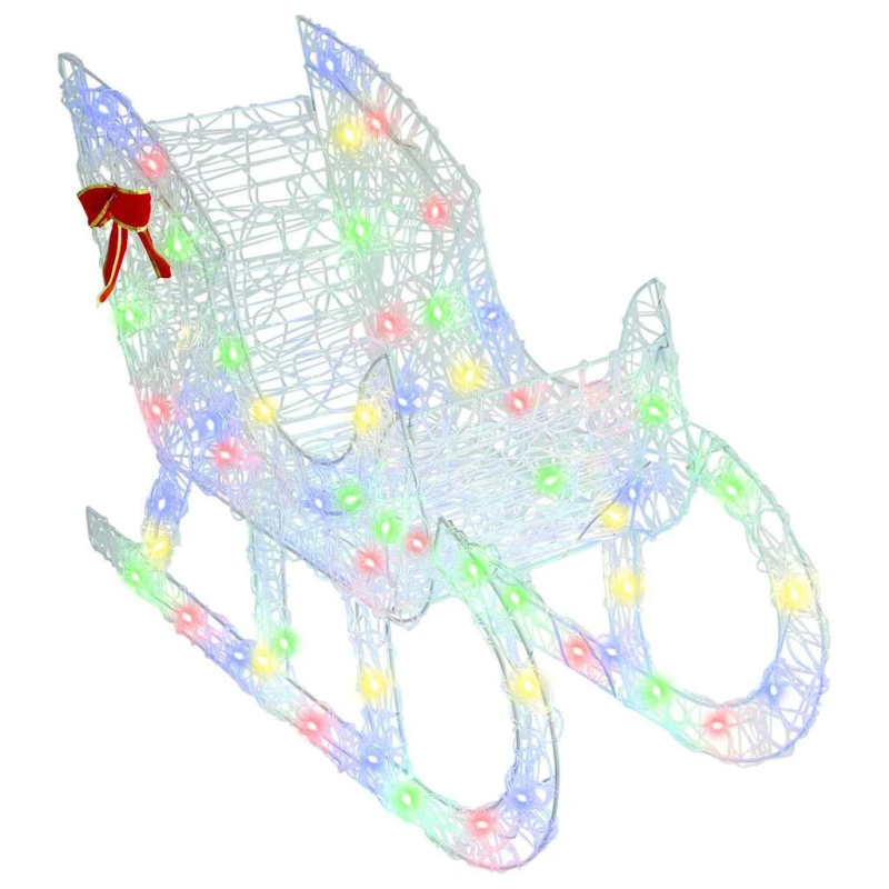 vidaXL Ziemassvētku ziemeļbriedis ar kamanām krāsains 70 x 26 x 129 cm