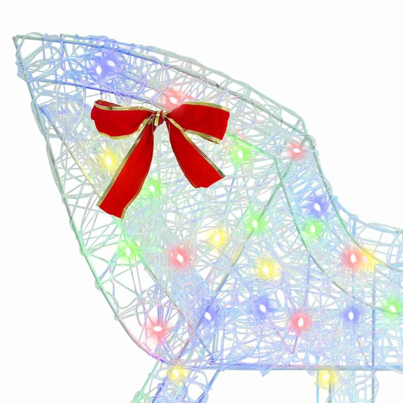 vidaXL Ziemassvētku ziemeļbriedis ar kamanām krāsains 70 x 26 x 129 cm