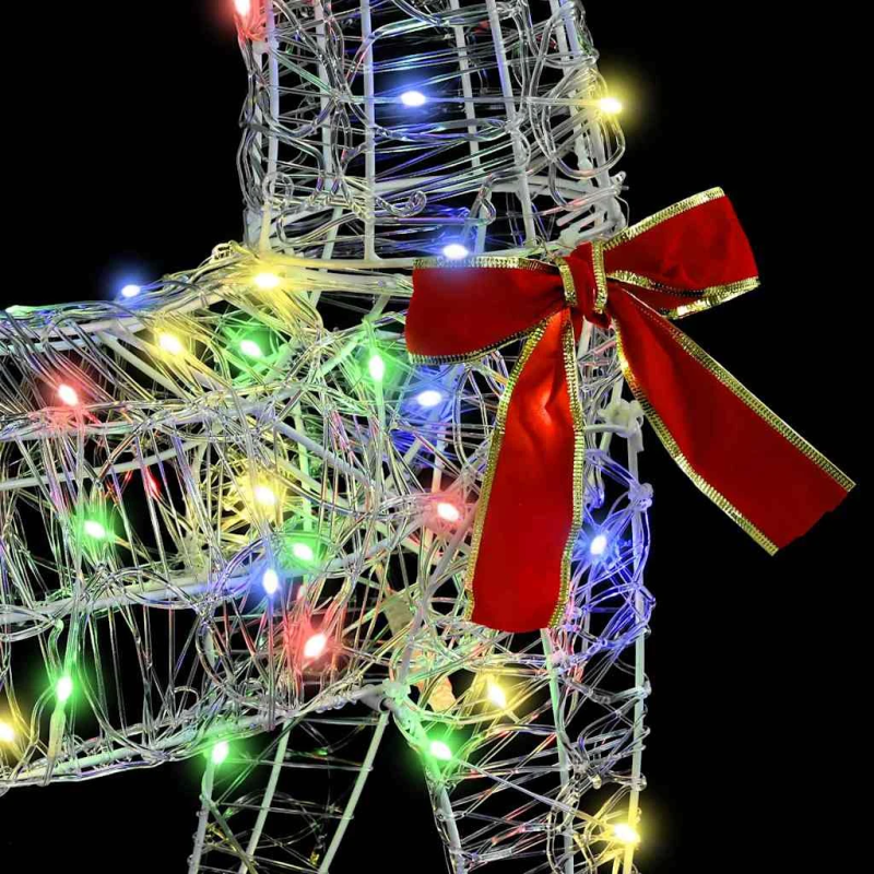 vidaXL Ziemassvētku ziemeļbriedis ar kamanām krāsains 70 x 26 x 129 cm